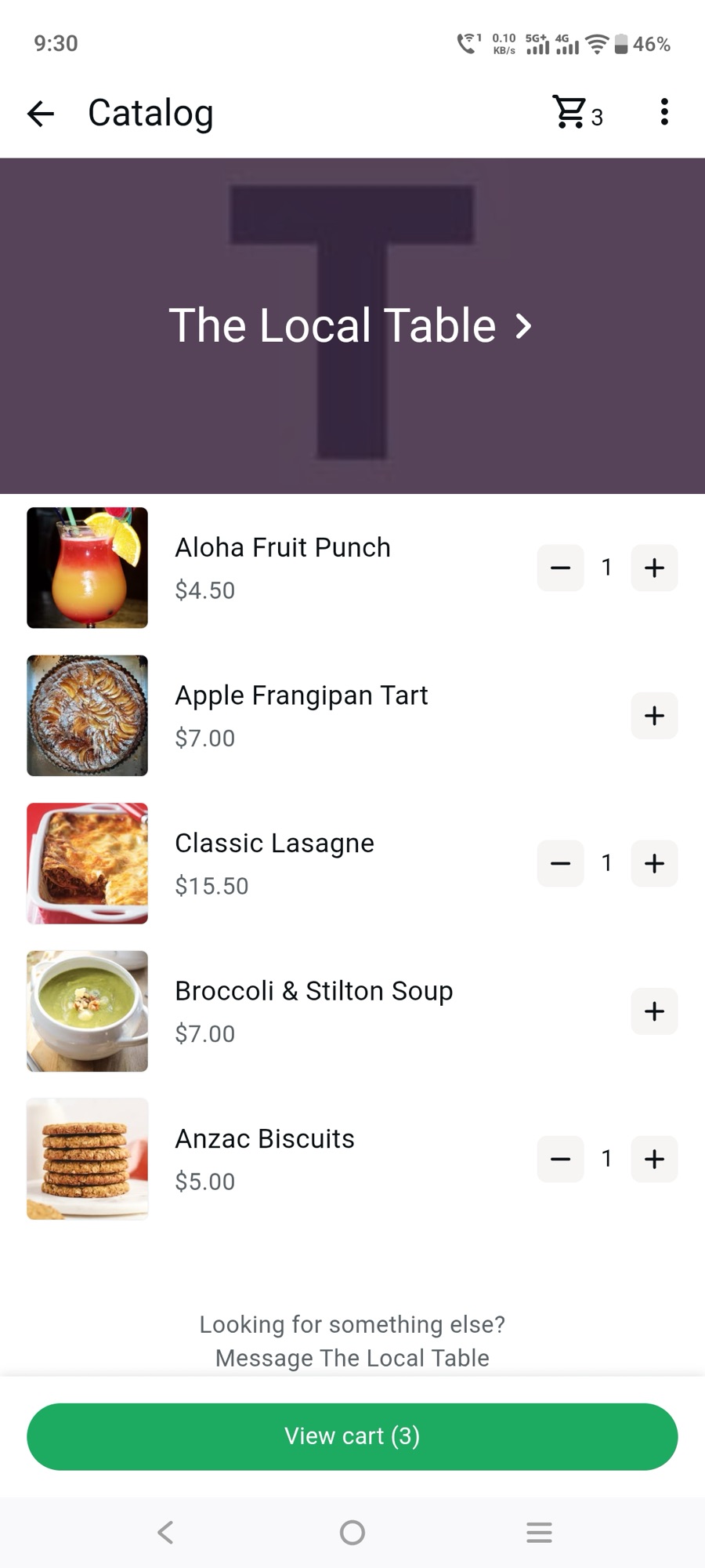 Adding items to the built-in cart